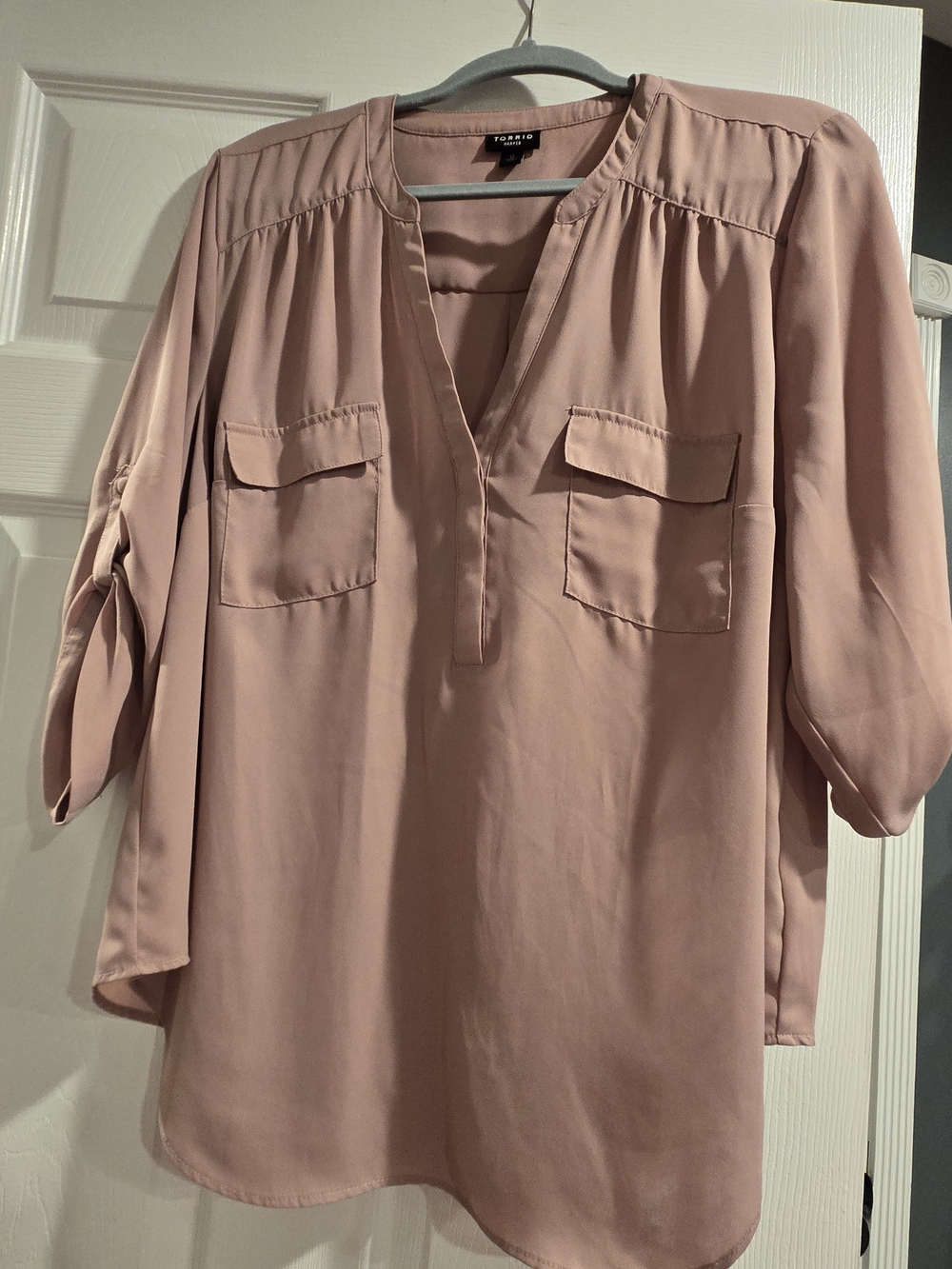 torrid Dusty Rose Split-Neck Utility Tunic